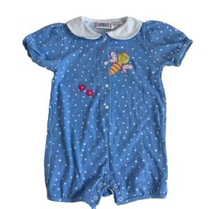 Vintage Baby Y2K Small Steps Polka Dot Romper Size 24 Months